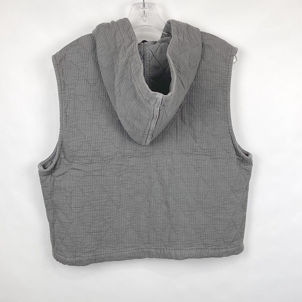 NWOT Philosophy of Comfort Women's Size L Gray Quilted Hooded Lyocell Blend Vest - Picture 10 of 16